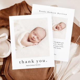 Carte de remerciement bébé photo avec nom moderne
