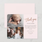Carte de remerciement bébé photo Budget Script 3 (Devant / Derrière)