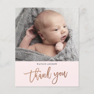 Carte de remerciement bébé photo de style moderne