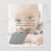 Carte de remerciement bébé photo script minimal bu (Dos)