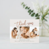 Carte de remerciement bébé script budgétaire 3 pho (Debout devant)