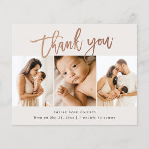 Carte de remerciement bébé script budgétaire 3 pho