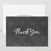 Carte de remerciement Blackboard Design with Heart (Devant / Derrière)
