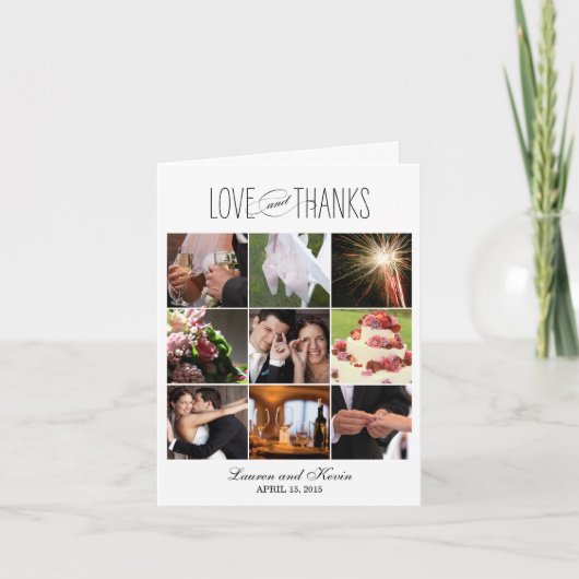 Carte de remerciement - Blanc avec de doux souveni (Devant)