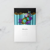 Carte de remerciement bleu sarcelle noir or violet (Intérieur)