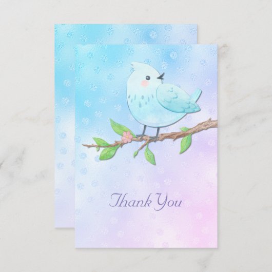 Carte de remerciement Blue Bird (Devant / Derrière)
