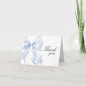 Carte de remerciement Blue Coquette Bow Shower (Devant)
