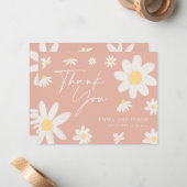 Carte de remerciement Blush Pink Daisy (Devant/Arrière en situation)