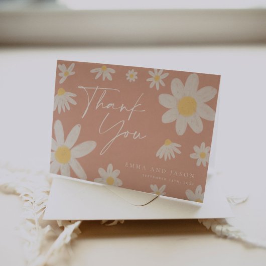 Carte de remerciement Blush Pink Daisy