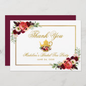 Carte de remerciement Bohème pour une fête prénupt (Devant / Derrière)