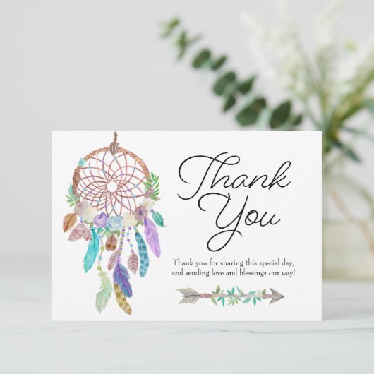 Carte de remerciement Boho Dreamcatcher Dusky (Debout devant)