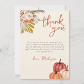 Carte de remerciement Boho Pumpkin automne pour bé (Devant)
