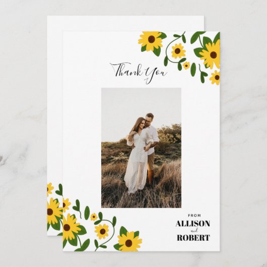 Carte de remerciement Boho Sunflower Patch (Devant / Derrière)