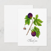 Carte de remerciement botanique à figue aquarelle (Devant / Derrière)