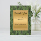 Carte de remerciement BOTANIQUE VERT MÉTALLIQUE OR (Debout devant)