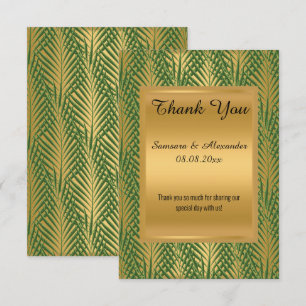 Carte de remerciement BOTANIQUE VERT MÉTALLISÉ OR