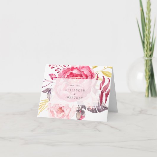 Carte de remerciement bouquet anglais aquarelle ro (Devant)