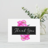 Carte de remerciement Bouquet de pivoines à l'aqua (Debout devant)