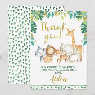 Carte de remerciement Boys Wild One Safari