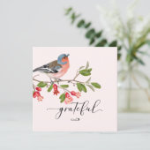 Carte de remerciement calligraphiée Grateful (Debout devant)