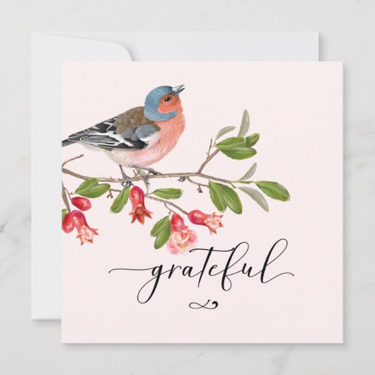 Carte de remerciement calligraphiée Grateful (Devant)