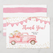 Carte de remerciement camion de citrouille fille r (Devant / Derrière)