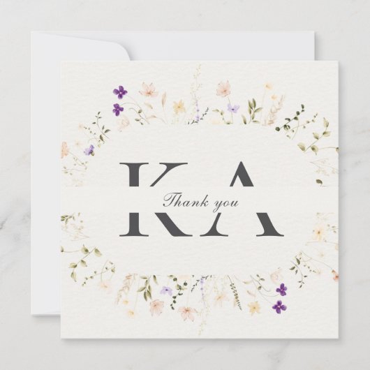 Carte de remerciement carrée Fleurs minimalistes (Devant)