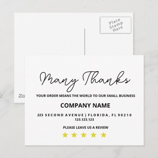 Carte de remerciement Carte de visite de remercie (Devant / Derrière)
