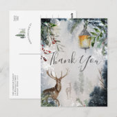 Carte de remerciement carte postale de scène d'hiv (Devant / Derrière)