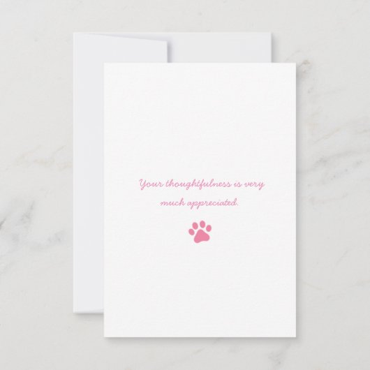 Carte de remerciement Chaton Flou Pull Rose (Dos)