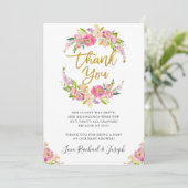 Carte de remerciement chic rose florale script pou (Debout devant)