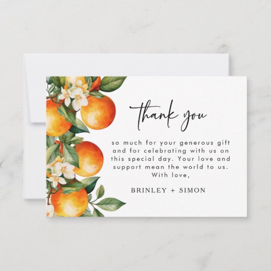 Carte de remerciement Citrus Oranges Cutie Clément (Dos)