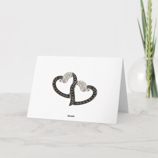 Carte de remerciement coeurs diamants noir et blan (Dos)