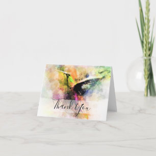 Carte de remerciement colibri à l'aquarelle