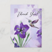 Carte de remerciement colibri Iris Violet (Devant / Derrière)