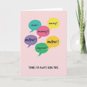 Carte de remerciement colorée pour maman