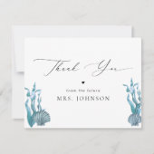 Carte de remerciement coquillage bleu côtier nauti (Devant)