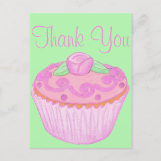 Carte de remerciement Cupcake Rose Vert 3