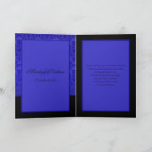 Carte de remerciement damassée bleu cobalt et noir (Intérieur)