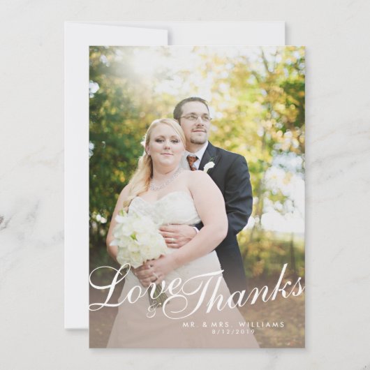 Carte de remerciement d'amour de script moderne de (Devant)