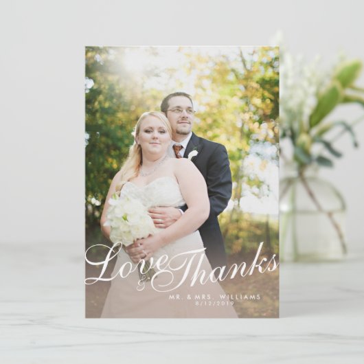 Carte de remerciement d'amour de script moderne de (Debout devant)