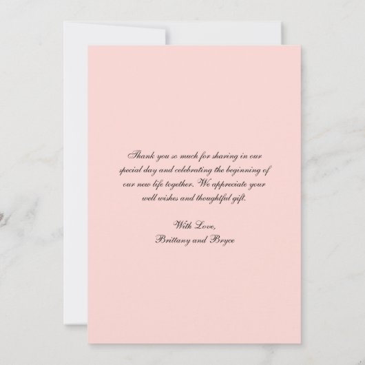 Carte de remerciement d'amour de script moderne de (Dos)