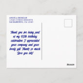 Carte de remerciement d'anniversaire à l'encre d'a (Dos)