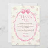 Carte de remerciement d'anniversaire à ruban rose  (Devant)