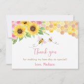 Carte de remerciement d'anniversaire abeille tourn (Devant)