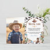 Carte de remerciement d'anniversaire avec Cowboy d (Debout devant)