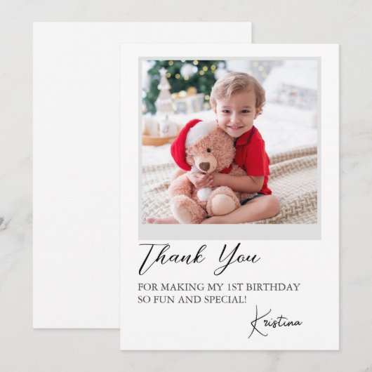 Carte de remerciement d'anniversaire avec écriture (Devant / Derrière)