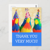 Carte de remerciement d'anniversaire avec perroque (Devant / Derrière)