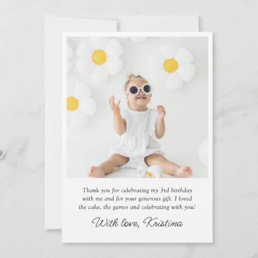 Carte de remerciement d'anniversaire avec script p (Dos)