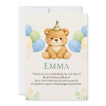 Carte de remerciement d'anniversaire avec un ours